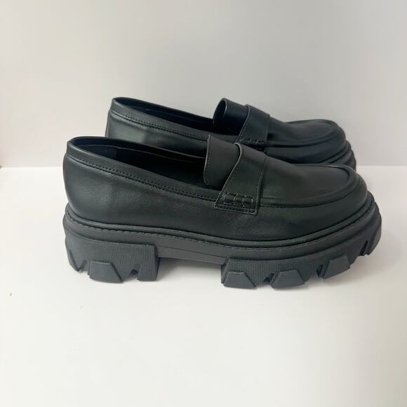 Alohas Trailblazer Corn Black Platform Loafers Vegan Leather Euro Size 40 US 9 - Picture 3 of 13
